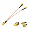 Picture of Bingfu RP-SMA Female Bulkhead Mount to Dual RP-SMA Male WiFi Antenna Adapter Splitter Cable 15cm 6 inch for WiFi Router Hotspot Wireless Mini PCI Express PCIE Network Card Adapter