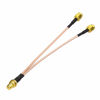 Picture of Bingfu RP-SMA Female Bulkhead Mount to Dual RP-SMA Male WiFi Antenna Adapter Splitter Cable 15cm 6 inch for WiFi Router Hotspot Wireless Mini PCI Express PCIE Network Card Adapter