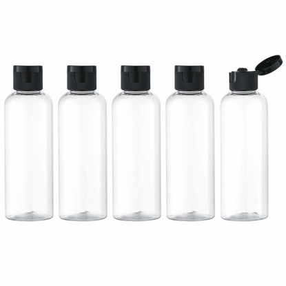 Picture of LISAPACK 3.4Oz Travel Bottles with Flip Cap (5 Pcs) Empty Transparent Dispenser Container for Travel Size Cosmetics (100ml, Clear)