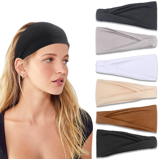 Picture of IVARYSS Headbands for Women, Non-Slip, Premium Stretchy Head Bands Hair Accessories,Wear for Yoga, Fashion, Working Out, Travel or Running, 6 Pack, Neutral