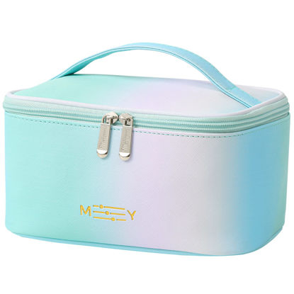Picture of Gradient Makeup Bag Small Cosmetic Bags for Women Ladies Zipper Pouch Makeup Organizer Waterproof Cute Green Pink Blue(Rainbow Green)