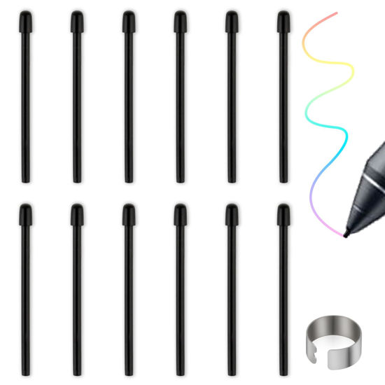 Picture of Standard Pen Nibs for WACOM,12pcs Black Replacement Refill Pen Tips for Wacom Intuos Pro,Wacom IMobileStudio Pro,Wacom Cintiq Pro,Wacom Citiq16(with Removal Ring)