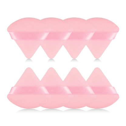 Picture of 8Pcs of Triangular Powder Puff Makeup Sponges, Made of Super-soft Velvet, Designed for Contouring, Eye, and Corner, Beauty Blender Foundation Mixing Container.