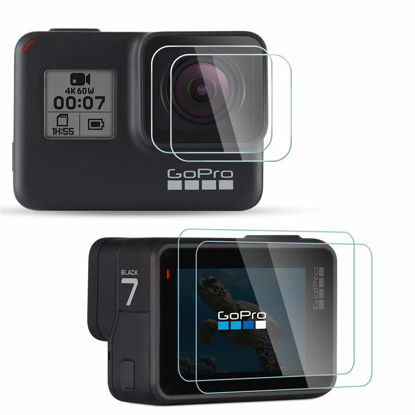 Picture of [4Pcs] Diruite Screen Protector for GoPro Hero 7(Only Black)/Hero HD(2018)/Hero 6/Hero 5, Ultrathin Clear Tempered Glass Screen Protector for GoPro Hero 7 Black