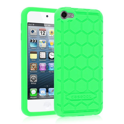 Picture of Fintie Silicone Case for iPod Touch 7 iPod Touch 6 iPod Touch 5 - (Honey Comb Series) Impact Shockproof Anti Slip Soft Protective Cover for iPod Touch 7th 6th 5th, Green-Glow in The Dark