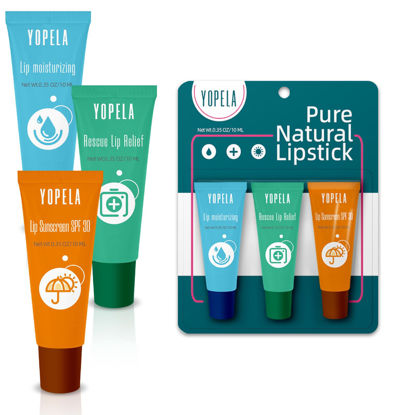 Picture of Yopela Lip Sunscreen Moisturizing and Repair Package SPF 30 - Summer Long Lasting Moisturized, Smooth and Repaired Lips - 3 Flavors (Pack of 3: 1 moisturizing+ 1 repairing+ 1 SPF)