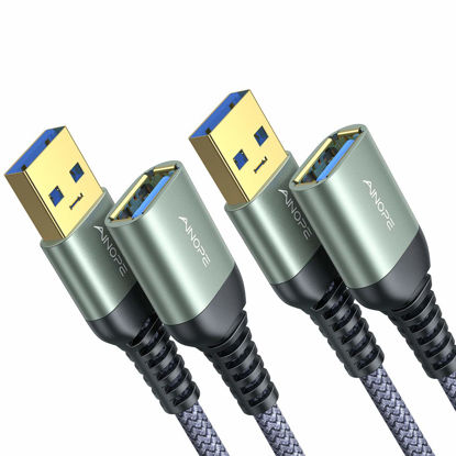 Picture of AINOPE 2PACK 3.3FT+3.3FT USB 3.0 Extension Cable Type A Male to Female Extension Cord Durable Braided Material Fast Data Transfer Compatible with USB Keyboard,Mouse,Flash Drive, Hard Drive,Printer