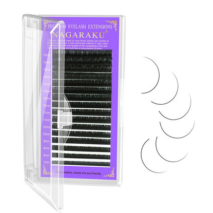 Picture of NAGARAKU Eyelash Extensions 0.10 mm C curl 16mm Premium Individual Classic Lashes Soft Natural Matte Black 16 rows Professional Beauty Salon Supplies