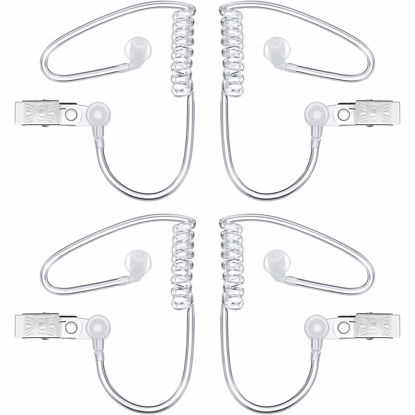 Picture of Gejoy 4 Packs Spy Ear Piece Toys Security Headset Earpiece Agent Spy Earpiece Costume Prop, Snap On Replacement Acoustic Tube for 2-Way Radio Audio Headsets