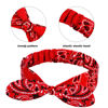 Picture of 2 Pieces Bandana Headband for Women and Girls, Knot Retro Print Headbands Paisley Print Headband Headwrap Adjustable Headwrap (Red)