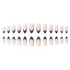 Picture of RikView French Tip Press on Nails Medium Acrylic Nails with Pearls Black Press on Nails Almond Fake Nails