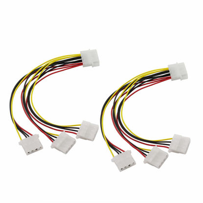 Picture of ZRM&E 2pcs 4Pin IDE PSU Power Splitter Cable D Type Large 4P Molex 1 Male to 3 Female Multiplier PC Fan Extension Cable