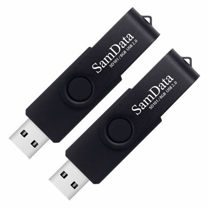 Picture of SamData 8GB USB Flash Drives 2 Pack 8GB Thumb Drives Memory Stick Jump Drive with LED Light for Storage and Backup (2 Pack Black)