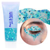 Picture of DAGEDA Body Glitter Gel, Face Glitters Body Gel Sequins Shimmer Liquid Eyeshadow, Chunky Glitter for Face Hair Nails, Holographic Cosmetic Laser Powder Festival Glitter Makeup 1.7oz (Lake Blue)