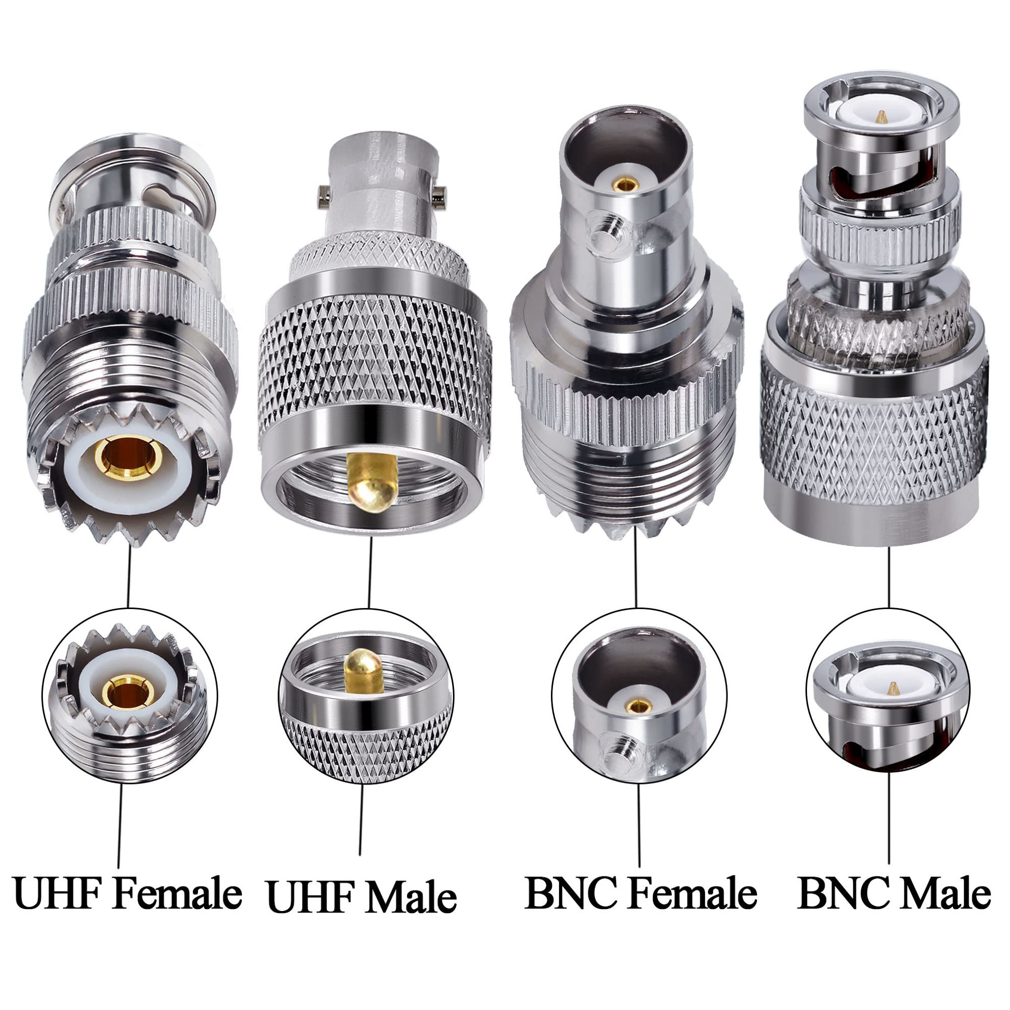 Pro Trucker UHF Female To BNC Male Coax Adapter - PL-259 / SO239 To BNC
