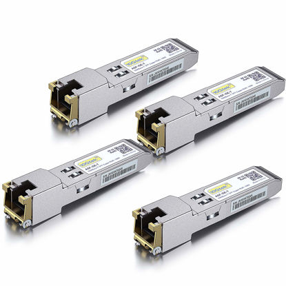 Picture of 1.25G SFP-T, 1000BASE-T Copper SFP, SFP to RJ45 SFP, Compatible with Ubiquiti UniFi UF-SM-1G, Pack of 4