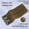 Picture of Hair Extensions Clip In Real Human Hair 16 Inch Dark Brown To Chestnut Brown Natural Hair Extensions, Clip in Human Hair 120g 7pcs Silky Soft Straight Human Hair No Shedding