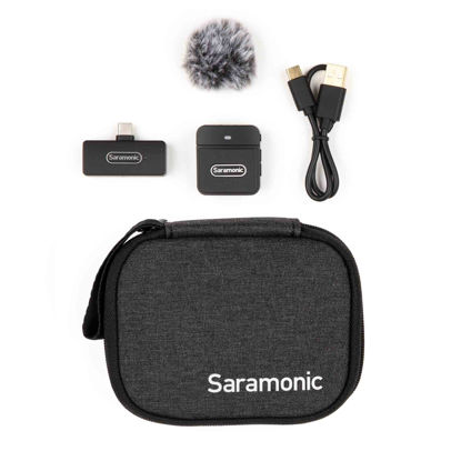 Picture of Saramonic Blink 100 B5 TX+RX 2.4GHz Micro Clip-On Wireless System w/Device-Mountable Dual-Channel USB-C Receiver for Android & iOS Devices, Computers, and More