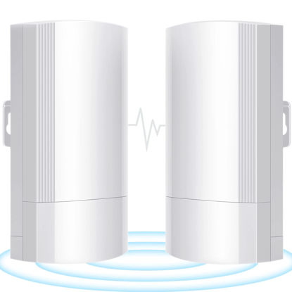 Picture of Fretech Wireless Bridge Set 900Mpbs 5.8G WiFi Outdoor CPE Point to Point Long Range up to 2-3KM CPE200 with 12dBi High-Gain Antenna，24V PoE Power, IP65 Waterproof,2-Pack, White