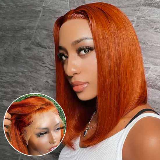 GetUSCart UCUVIC 13x4 Ginger Wig Lace Front Human Hair Bob Wig