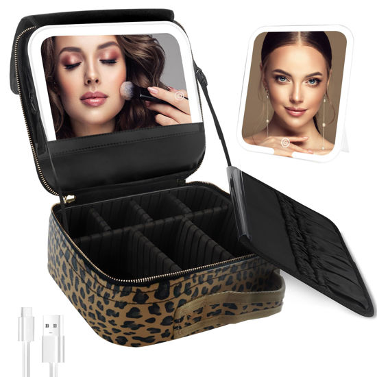 Byootique Makeup Case Cosmetic Bag with LED Lighted Mirror Adjustable  Dividers - Walmart.com