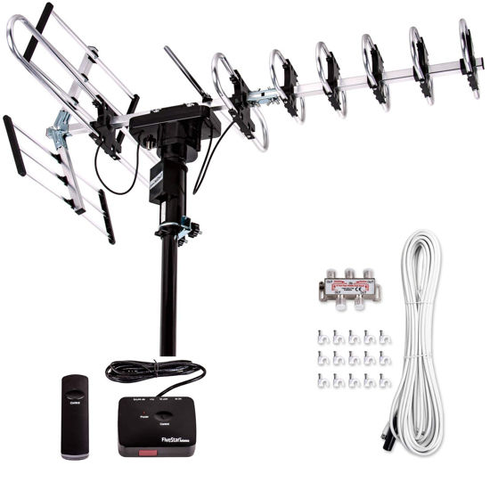 Picture of Five Star [Newest 2020] Outdoor Digital Amplified HDTV Antenna - up to 200 Mile Long Range, Directional 360 Degree Rotation by Remote Control, HD 4K 1080P FM Radio,Support 5 TVs Plus Installation Kit