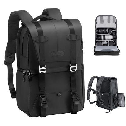 Picture of K&F Concept Camera Backpack, Camera Bags for Photographers Large Capacity Camera Case with Raincover,15-15.6 Inch Laptop Compartment Compatible for Canon/Nikon/Sony/DJI Mavic Drone(Backpack 20L)