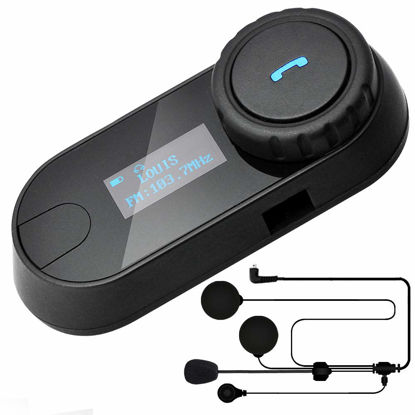 Picture of ILM Motorcycle Bluetooth Headset Noise Cancellation 3 Riders Communication Intercom Systems LCD Display Helmet 800M Mic Speakers with Hi-Fi Stereo FM Radio Model T-COM