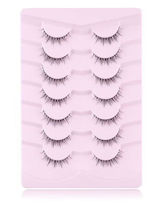 Picture of Onlyall Natural Lashes Short Eyelashes Wispy Lashes Natural Look Soft False Eyelashes False Eye Lashes Faux Mink Eyelashes 7 Pairs