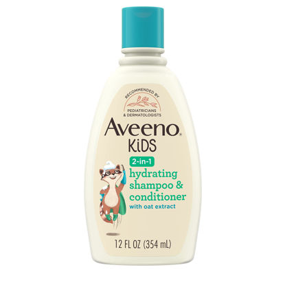 Picture of Aveeno Kids 2-in-1 Hydrating Shampoo & Conditioner, Gently Cleanses, Conditions & Detangles Kids Hair, Formulated With Oat Extract, For Sensitive Skin & Scalp, Hypoallergenic, 12 fl. oz