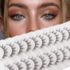 Picture of Losha Eyelashes Manga Lashes Natural Look Wispy Fluffy False Eyelashes 10 Pairs Reusable Anime Fake Eye Lashes Pack Like Individual Clusters| NO.393