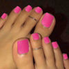 Picture of Outyua Hot Pink Press Toenails Short Matte Fake Toe Nails Solid Acrylic False Toes Nail Square Cute Presson Toenail Artificial Beach Full Cover Feet Nail for Women and Girls 24Pcs (Hot Pink)