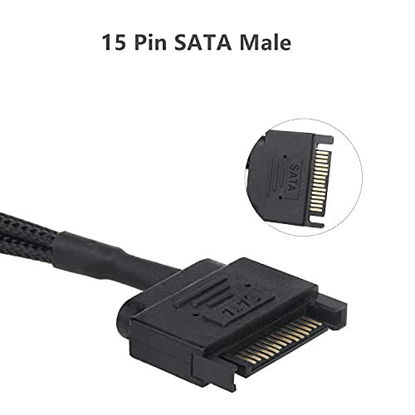 Picture of SATA to Fan Adapter, SATA to 4 Pin / 3 Pin 3 Way Sleeved Braided PC Fan Power Y Splitter Cable, UIInosoo Motherboard CPU Fan Cord, 10.6 Inch