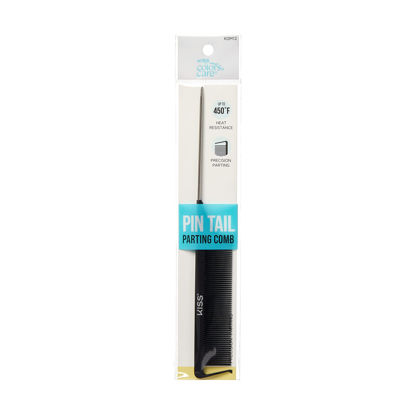 Picture of KISS Colors & Care Professional Pin Tail Parting Comb for Sectioning, Teasing, Detangling, Grooming, General Styling - Anti Static & Heat Resistant For All Hair Types Black