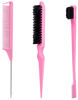 Picture of Pink Slick Back Hair Brush - Rat Tail Comb for Hair Parting, Teasing Comb for Enhancing Volume and Fullness, Edge Brush for Controlling Flyaways
