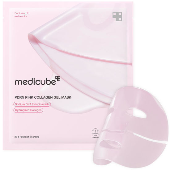 Picture of Medicube PDRN Pink Collagen Jelly Gel Mask, Overnight Face Mask for Glass Glow Skin, Korean Facial Mask, Pore Care, Firming, Moisturizing and Evens Skin Tone, Korean Skincare, 28g, 1 Sheet