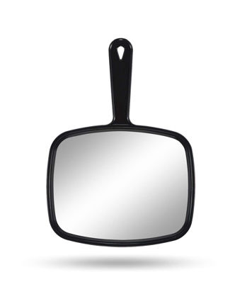 Picture of Gladmart Hand Mirror Salon Barber Hairdressing Handheld Mirror with Handle(Square Black 7.4 x 10.3 inches)