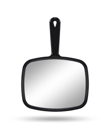 Picture of Gladmart Hand Mirror Salon Barber Hairdressing Handheld Mirror with Handle(Square Black 7.4 x 10.3 inches)