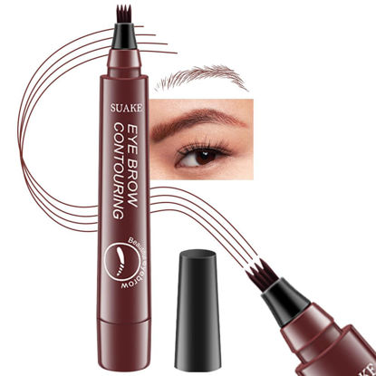 Picture of Kaely Magical Precise Waterproof Brow Pen,4 Tip Microblade Eyebrow Pen,Eye Brow Contouring Pen Pencil,Eyebrows Gel Makeup,delineador lapiz para cejas,24 Hours Long Lasting Smudge Proof,03 Red Brown