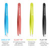 Picture of iBuneerly Tweezers Set, 4Pcs Tweezers for Women with Travel Case, Professional Stainless Steel Eyebrows Tweezers, Great Precision Tweezers for Ingrown Hair, Facial Hair, Splinter Removal (Multi-Color)