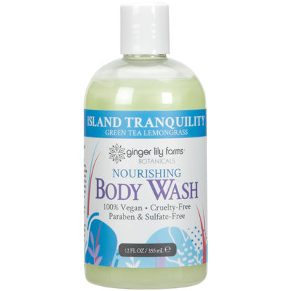 Picture of Ginger Lily Farms Botanicals Nourishing Body Wash, Island Tranquility, 100% Vegan & Cruelty-Free, Green Tea & Lemongrass Scent, 12 Fl Oz