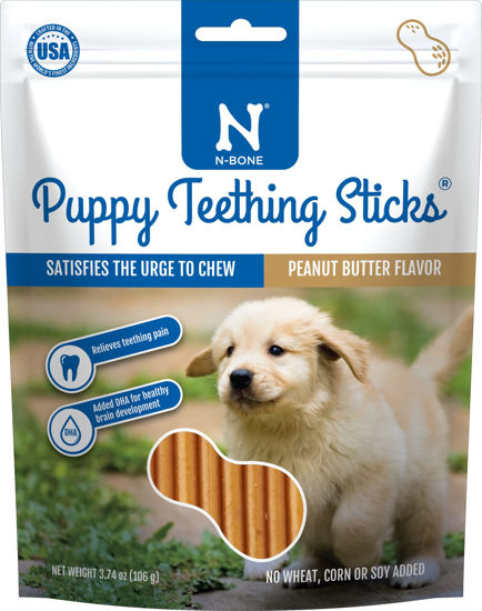Picture of N-Bone Puppy Teething Sticks Peanut Butter Flavor, 3.74-oz Bag