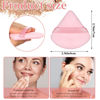 Picture of Pimoys 6 Pieces Pink Powder Puff Face Soft Triangle for Loose Powder, Velour Makeup Sponge Set Setting Powder Puff Beauty Makeup Tools