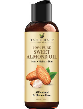Picture of Handcraft Blends Sweet Almond Oil - 4 Fl Oz - 100% Pure and Natural - Premium Grade Oil for Skin and Hair - Carrier Oil - Hair and Body Oil - Massage Oil - Cold-Pressed and Hexane-Free