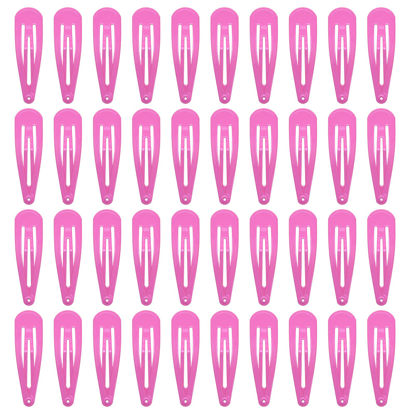Picture of 40 Counts Colorful Metal Snap Hair Clips 2 Inch Barrettes for Women Accessories (hotpink)