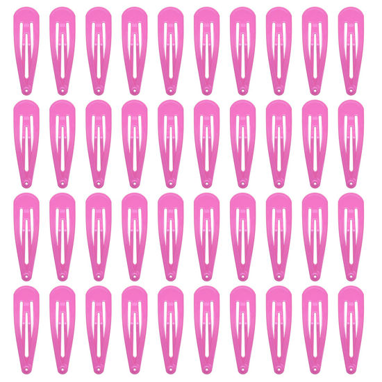Picture of 40 Counts Colorful Metal Snap Hair Clips 2 Inch Barrettes for Women Accessories (hotpink)