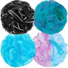 Picture of FARMOGA Bath Loofah Sponge Back Scrubber Shower Sponge Soft Mesh Exfoliator Pouf Shower Ball Bath Sponges for Women and Men Bath Accessories (4Pcs 50g Mix Black)