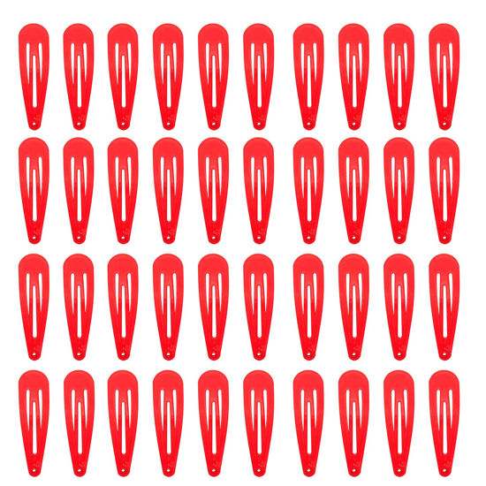 Picture of 40 Counts Red Color Metal Snap Hair Clips 2 Inch Barrettes for Women Accessories