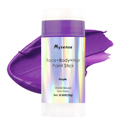 Picture of Mysense Purple Face Body Hair Paint Stick,Water Based Washable Temporary Hair Color,Non-toxic Cream Body Paint for Adults and Children Halloween Costume Ursula Sea Witch Amethyst Cosplay Makeup,0.5oz