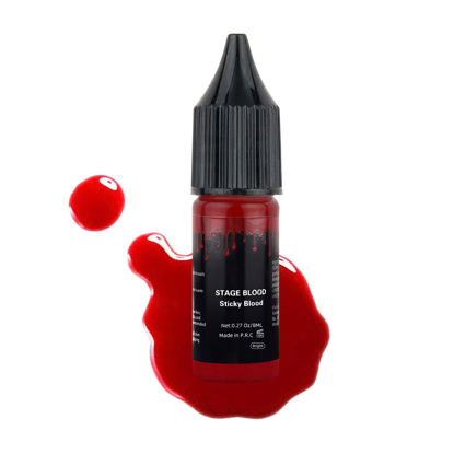 Picture of Mysense Dripping Fake Blood Makeup Washable,Edible Stage Blood Sticky,Realistic Vampire Blood for Mouth Teeth Nosebleed Eye Blood Drops,Halloween SFX Zombie Vampire Costume Makeup,Bright,0.27oz(8ml)
